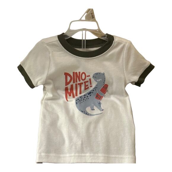 Old Navy Dino-Mite Skateboard Dino White Graphic Pajama Set 18-24 Months New - Picture 2 of 6